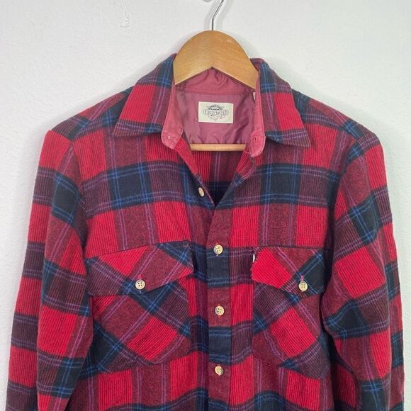 Fieldmaster Men’s Vintage Red Plaid Flannel Button Up Shirt Size M - Picture 2 of 6